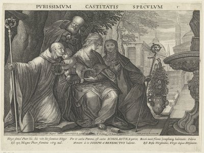Holy Family with Saint Benedict and Saint Scholastica by Raphaël Sadeler (II)