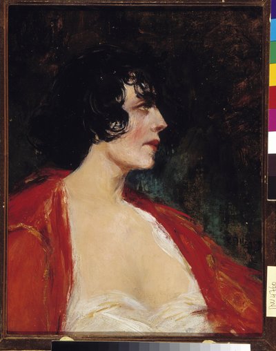 Portrait of Woman in the Red Blouse by Raymond Allegre