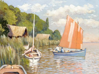 Boats on the Gironde estuary by Raymond Bonnefon