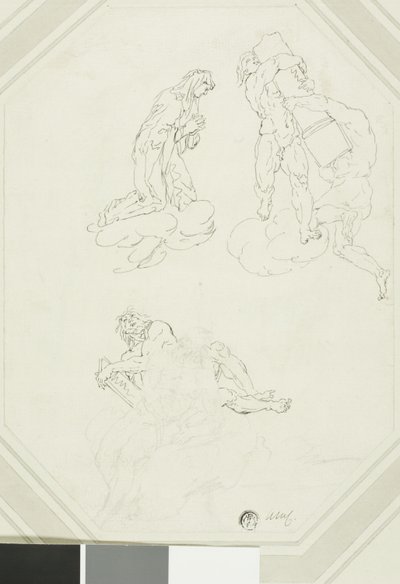 Praying Virgin and Figures in Clouds by Raymond de Lafage