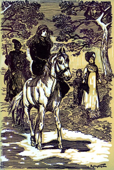 Colomba in Her Mourning Dress, on Horseback, Followed by a Corsican Peasant by Raymond de la Neziere