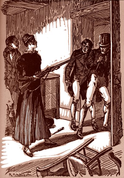 Colomba Threatens Two Men with a Gun by Raymond de la Neziere