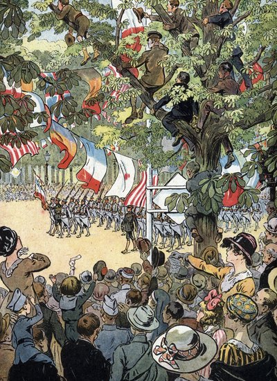 First World War: The Defile of Victory on Avenue des Champs-Elysees in Paris on 14/07/1919: French Navy Soldiers Admired by the Crowd of Parisians by Raymond de la Neziere
