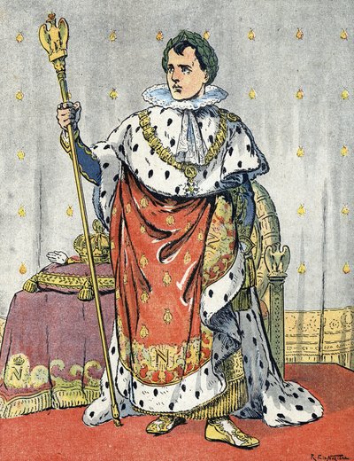 Portrait of Emperor Napoleon I (1769-1821) Illustration by Raymond de Neziere in 