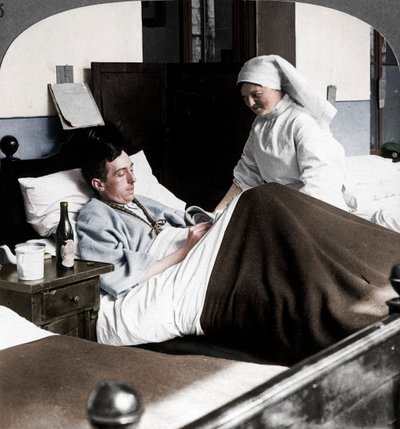 A soldier writing a letter in hospital, World War I by Realistic Travels Publishers