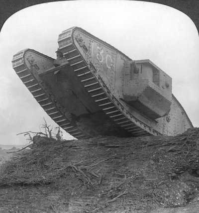 A tank breaking through the wire at Cambrai, France, World War I by Realistic Travels Publishers