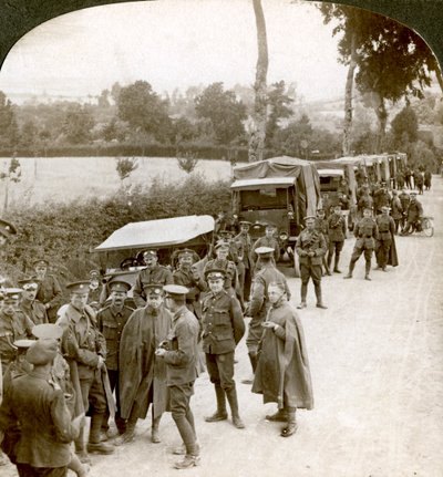 Ammunition convoy parked in a Flanders lane awaiting orders, World War I, 1914-1918 by Realistic Travels Publishers