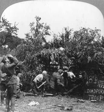 British Gunners Donning Masks as Protection Against German Gas Shells, World War I by Realistic Travels Publishers