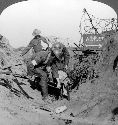 Carrying a Wounded Soldier to a First Aid Post, Passchendaele, Belgium, World War I by Realistic Travels Publishers