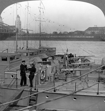 Flotilla of motor boats on the Rhine, c. 1918-1919 by Realistic Travels Publishers