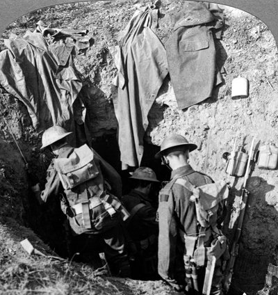 German dugout captured in the advance at Bapaume, France, World War I, 1914-1918 by Realistic Travels Publishers