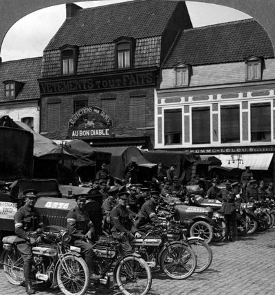 Lorries and Motorcycles of the Indian Army Corps, Merville, France, World War I by Realistic Travels Publishers