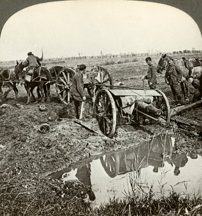 Removing a field gun from a flooded position, World War I by Realistic Travels Publishers