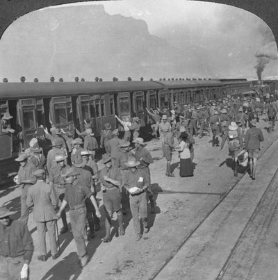 Soldiers of the Wiltshire Rifles Boarding a Train, Cape Town, South Africa, World War I by Realistic Travels Publishers