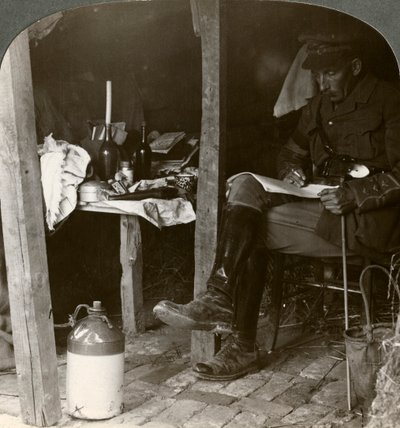 Staff Officer in a Dugout Studying Details before an Offensive, World War I, 1914-1918 by Realistic Travels Publishers