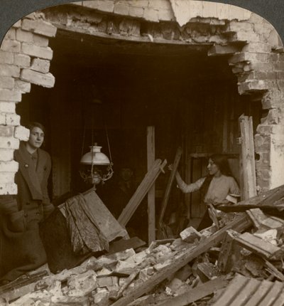 The Damage Done by a German Zeppelin Bomb, World War I, 1914-1918 by Realistic Travels Publishers