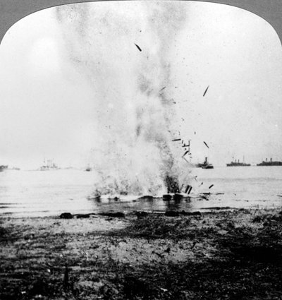 Trapped German Submarine Driven Inshore and Destroyed, World War I by Realistic Travels Publishers