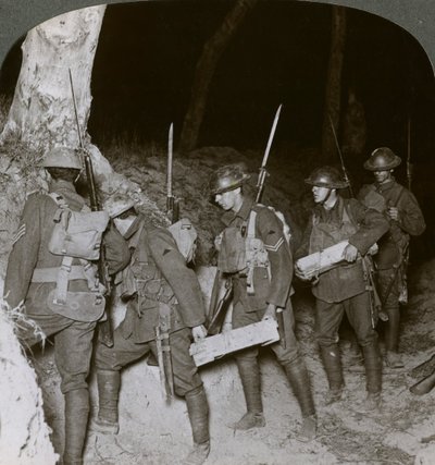 Troops on a Night Raid Leave by a Sap for the Enemy Lines, 20th century by Realistic Travels Publishers