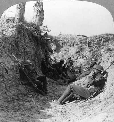 Troops waiting in a trench near Arras, France, World War I by Realistic Travels Publishers