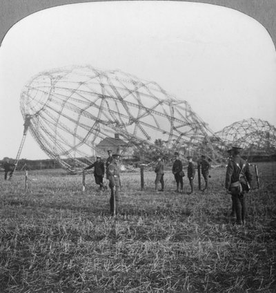 Zeppelin Shot Down Near Colchester, Essex, World War I, 1916 by Realistic Travels Publishers