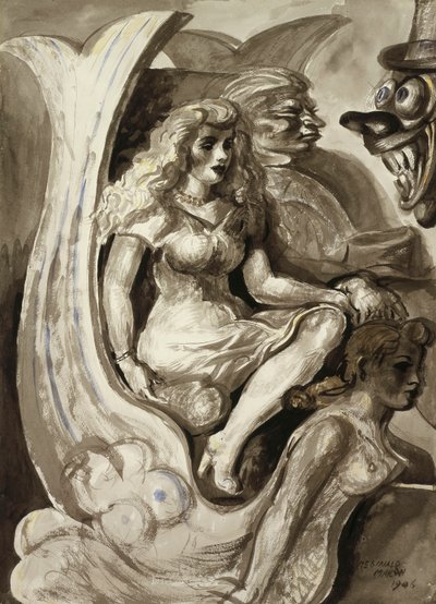 Riders in a Mermaid Tunnel Boat by Reginald Marsh