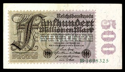Papiermark of the Weimar Republic, post World War I hyperinflation era (1921-24) by Reichsbankdirektorium Berlin