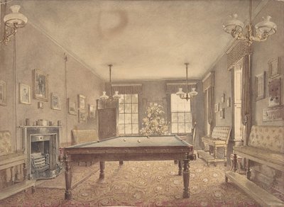 Interior of the billiard room at Lupton House, Devonshire, designed by George by Reid Turner