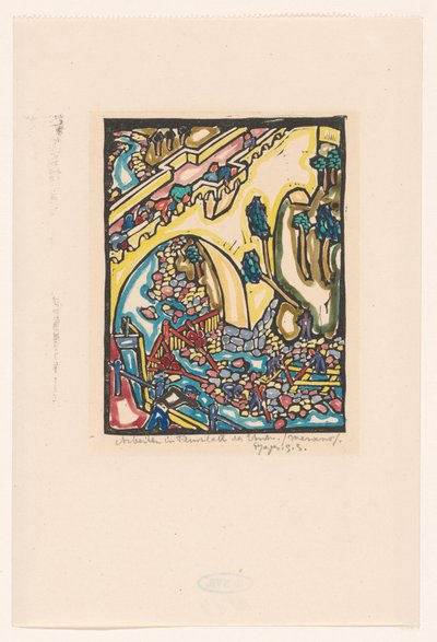 Working in the riverbed of the Etsch by Reijer Stolk (signed by artist)