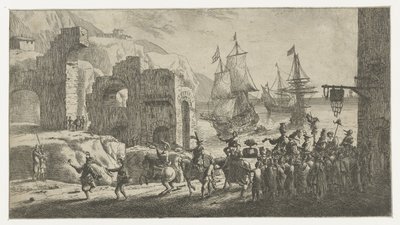 Masquerade at a Harbor by Reinier Nooms (attributed to)