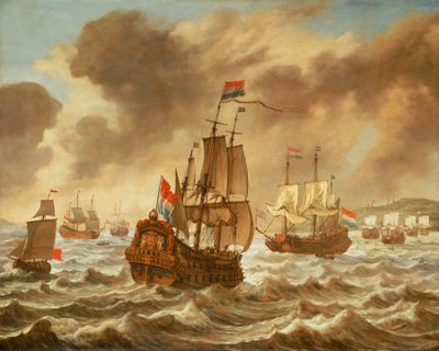Before the Battle of the Downs, 21 October 1639, showing Tromp