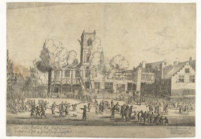 Fire of the Old Town Hall in Amsterdam by Reinier Nooms