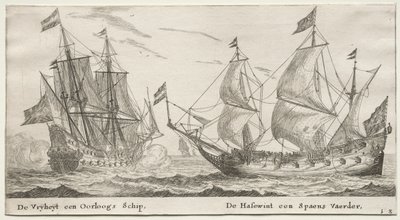 Ships of Amsterdam: The Freedom, a Man-of-War. The Wolf Hound, a Spanish Vessel by Reinier Nooms