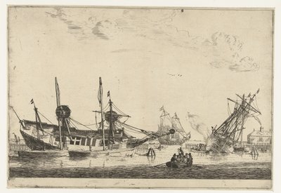 Two Keeled Sailing Ships Thirteen Scenes with Ships (series title) by Reinier Nooms