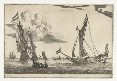Two Warships and a Yacht Thirteen Scenes with Ships (series title) by Reinier Nooms