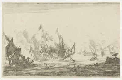 Sea Battle with a Sinking Ship (series title: New Naval Battles) by Reinier Nooms