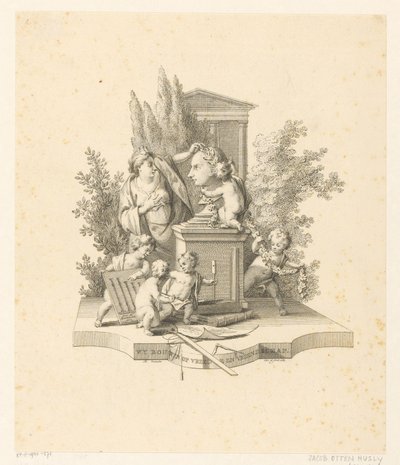 Allegorical Representation with a Bust of Jacob Otten Huslij by Reinier Vinkeles (I)