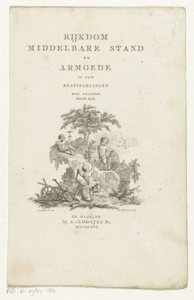 Three Putti with Attributes in a Mountain Landscape by Reinier Vinkeles (I)