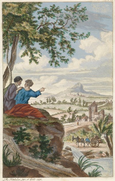 Figures Looking Out Over a Landscape by Reinier Vinkeles (I)
