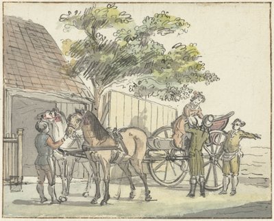 Cart with Two Horses at the Inn De Donkere Kuil near Haarlem by Reinier Vinkeles (I)