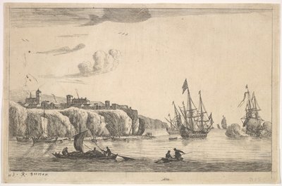 Seaport with Village on a Cliff by Reinier Zeeman