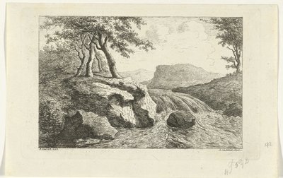 Landscape with Waterfall by Reinierus Albertus Ludovicus baron van Isendoorn à Blois