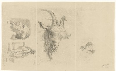 Study Sheet with Four Scenes by Reinierus Albertus Ludovicus baron van Isendoorn à Blois