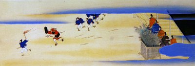 Festival of Oniyarai, celebration of the start of spring, illustration in 