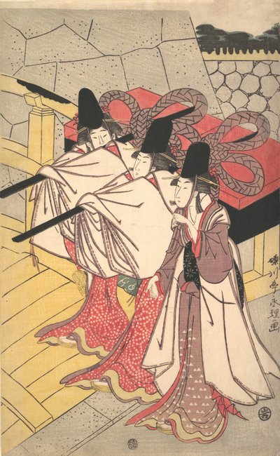 Prince Genji Returning to His Palace where His Wife Awaits Him by Rekisentei Eiri