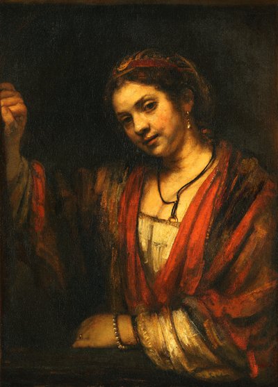Young Woman at the Open Top Door by Rembrandt