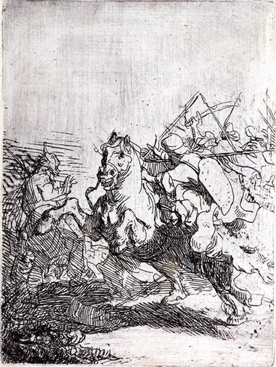 A Cavalry Fight by Rembrandt Harmensz. van Rijn