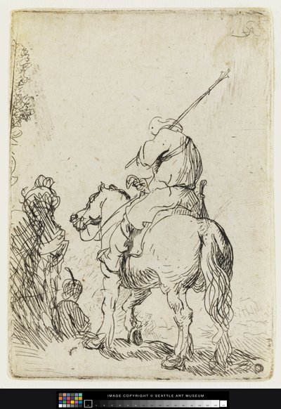 A Turbaned Soldier on Horseback by Rembrandt van Rijn