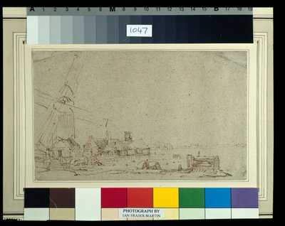 A Windmill and a Group of Houses, c.1652-53 by Rembrandt Harmensz. van Rijn