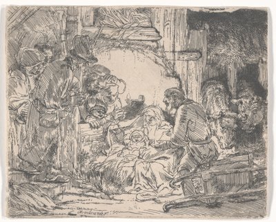 Adoration of the Shepherds with a Lamp, c.1654 by Rembrandt van Rijn