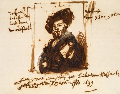 Baldassarre Castiglione (sketch from the portrait) by Rembrandt Harmensz. van Rijn